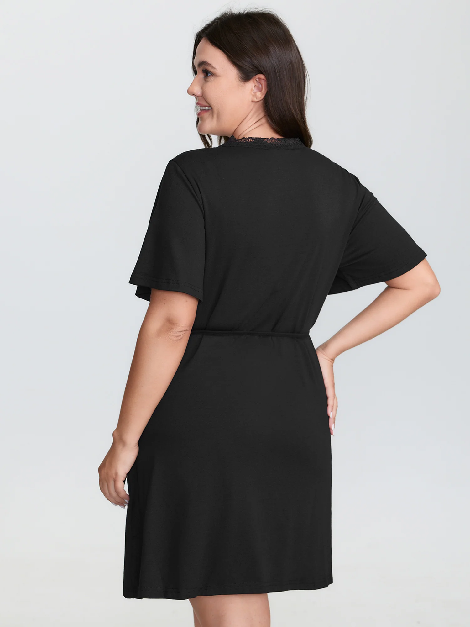 Lace Trim Side-Tie Pockets Sleep Dress - Image 5