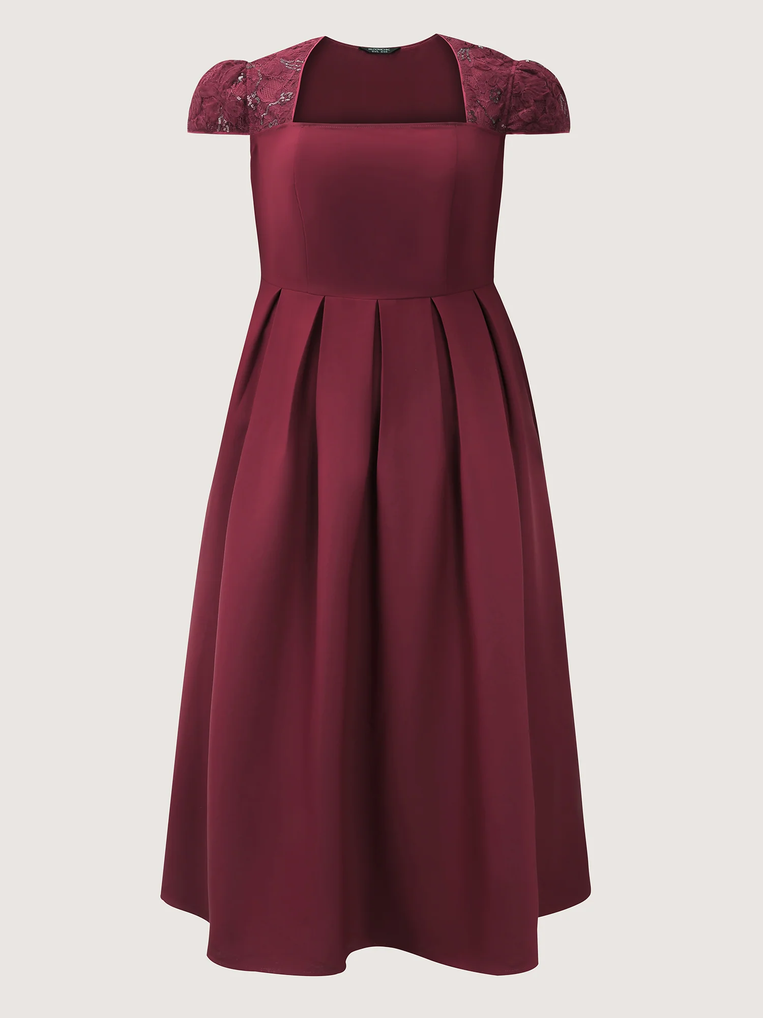 Lace Trim Sleeve Pleated Maxi Dress - Image 7