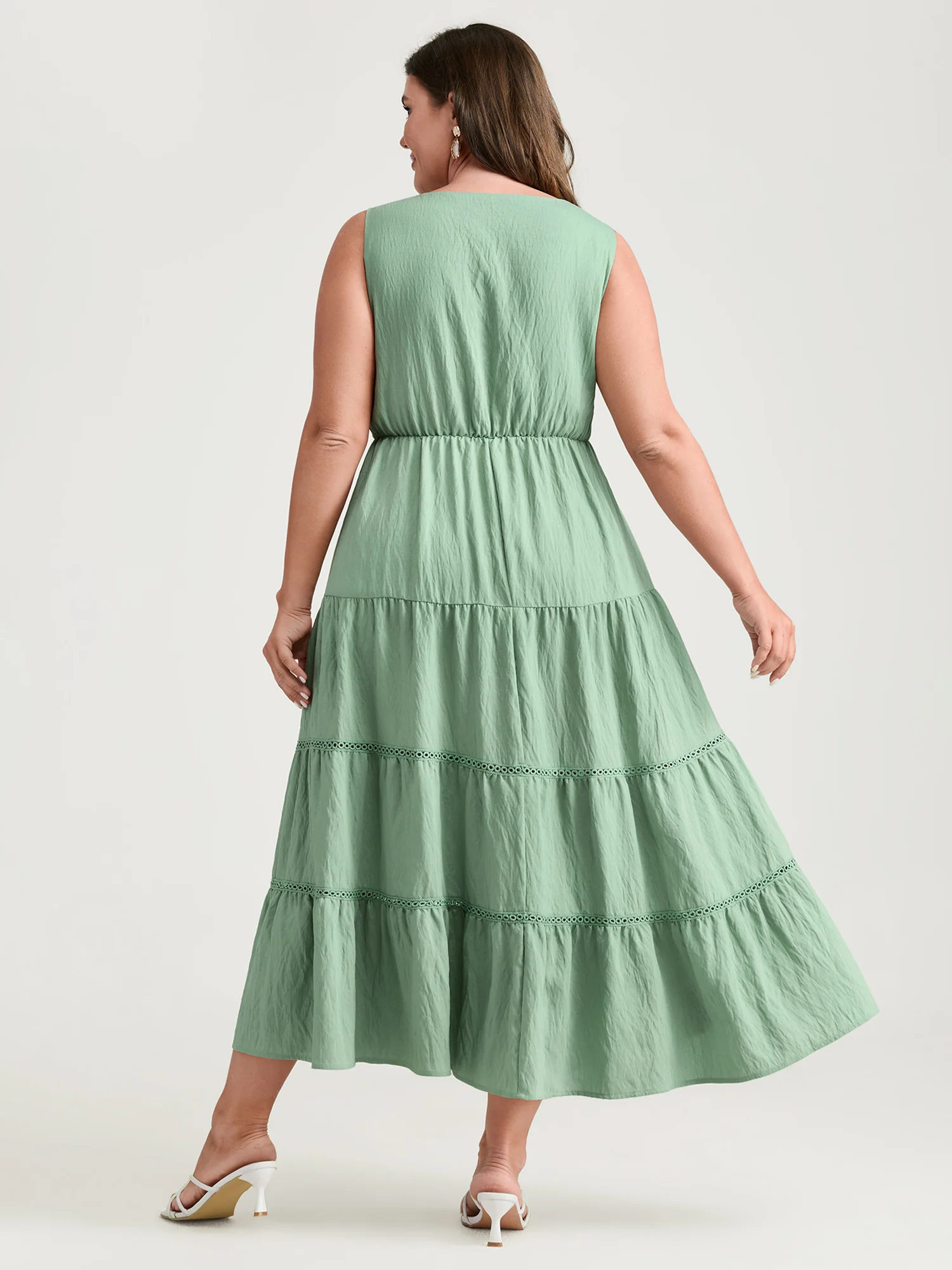 Lace Trim Sleeveless Tiered Maxi Dress - Image 4