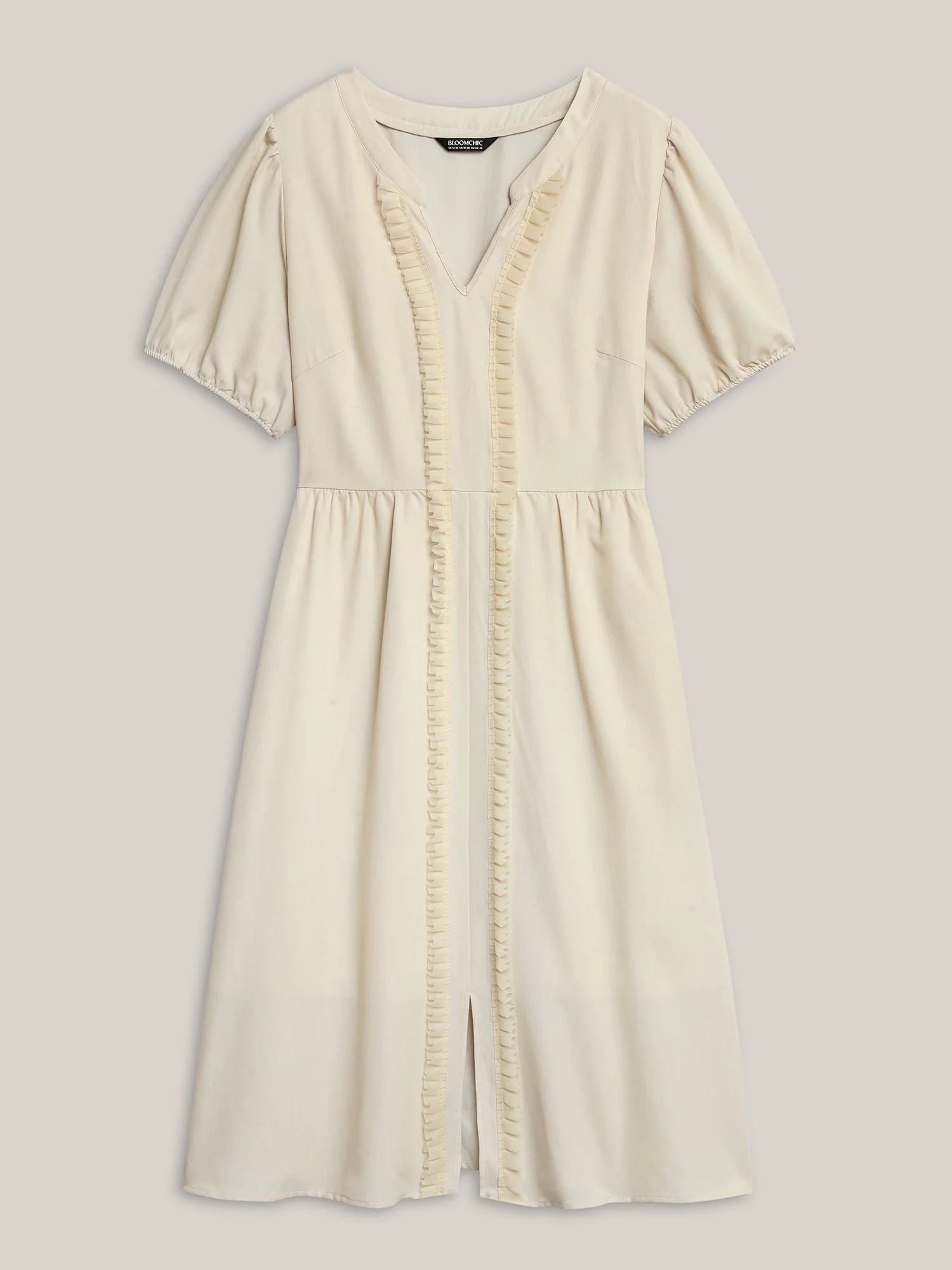 Lace Trim Solid Pockets Midi Dress - Image 5