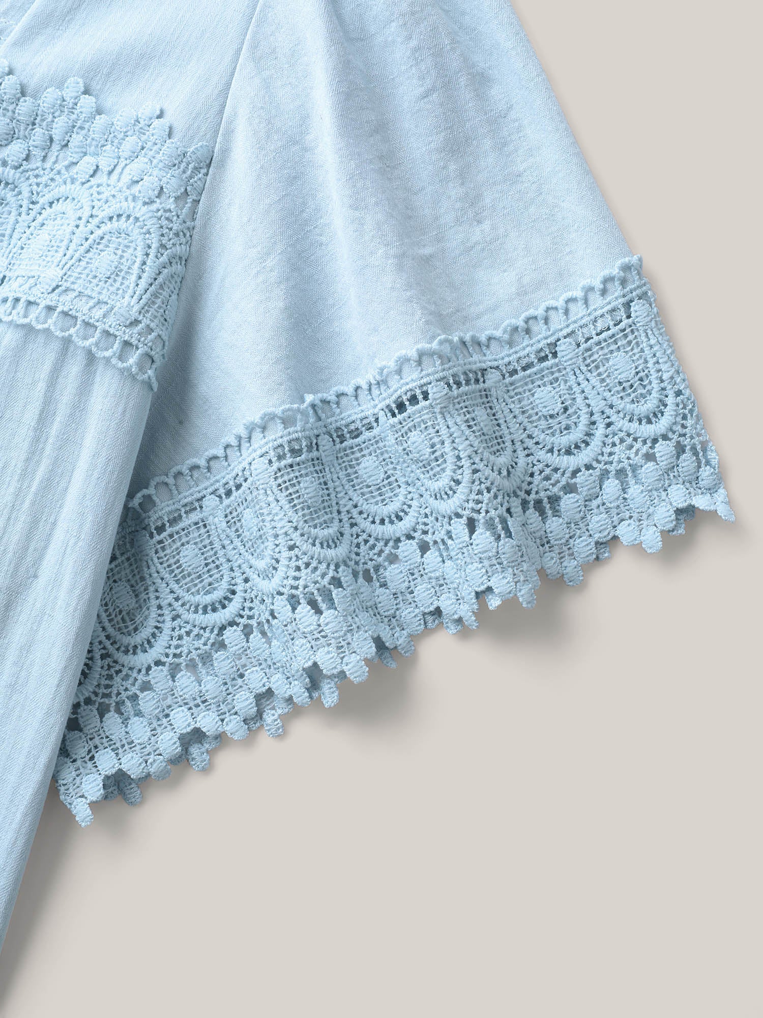 Lace Trim Spliced Solid Blouse - Image 6