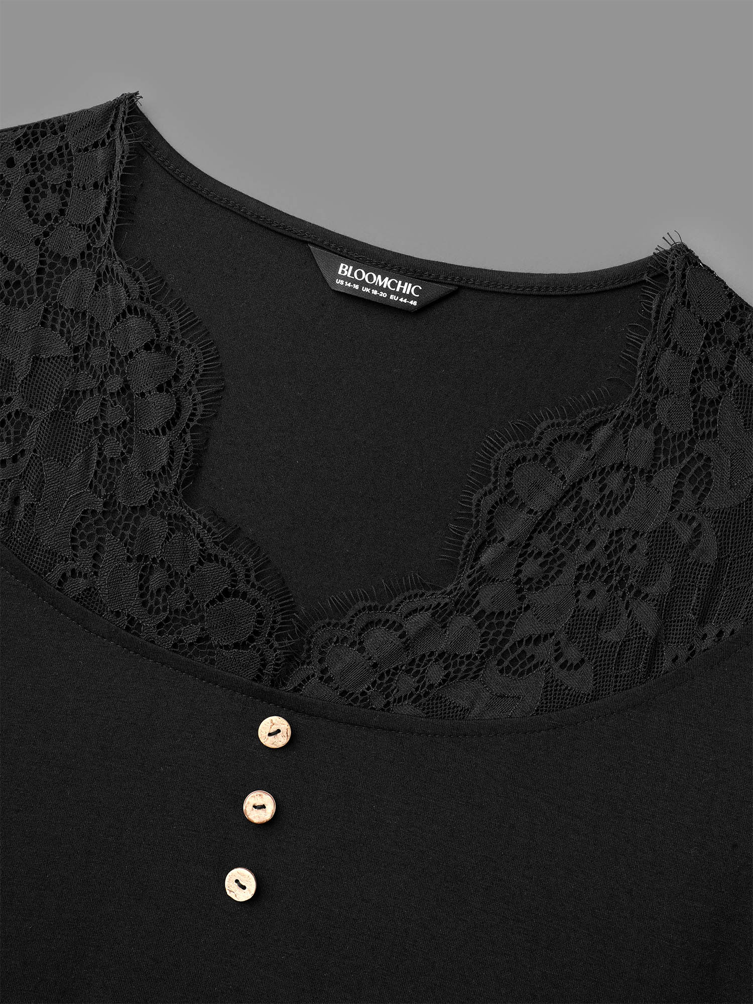 Lace Trim Stitch Button Detail Dress - Image 6