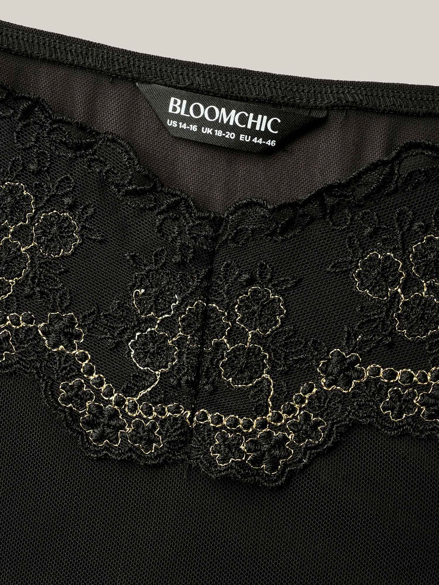 Romantic Lace Trim Stitch Mesh Nightgown - Image 7
