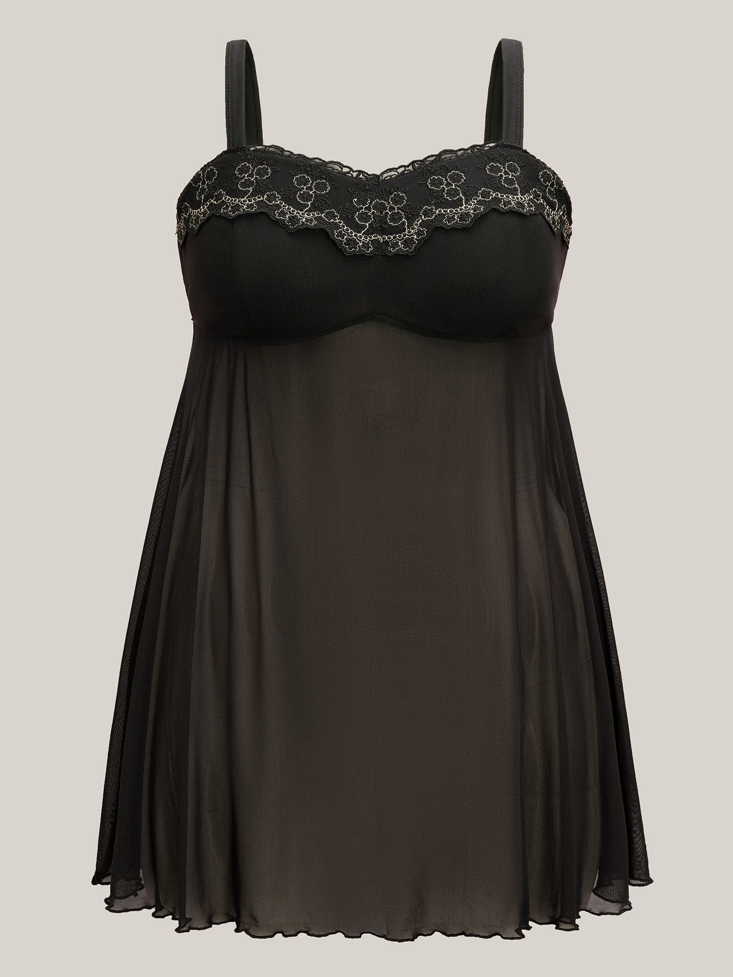 Romantic Lace Trim Stitch Mesh Nightgown - Image 8