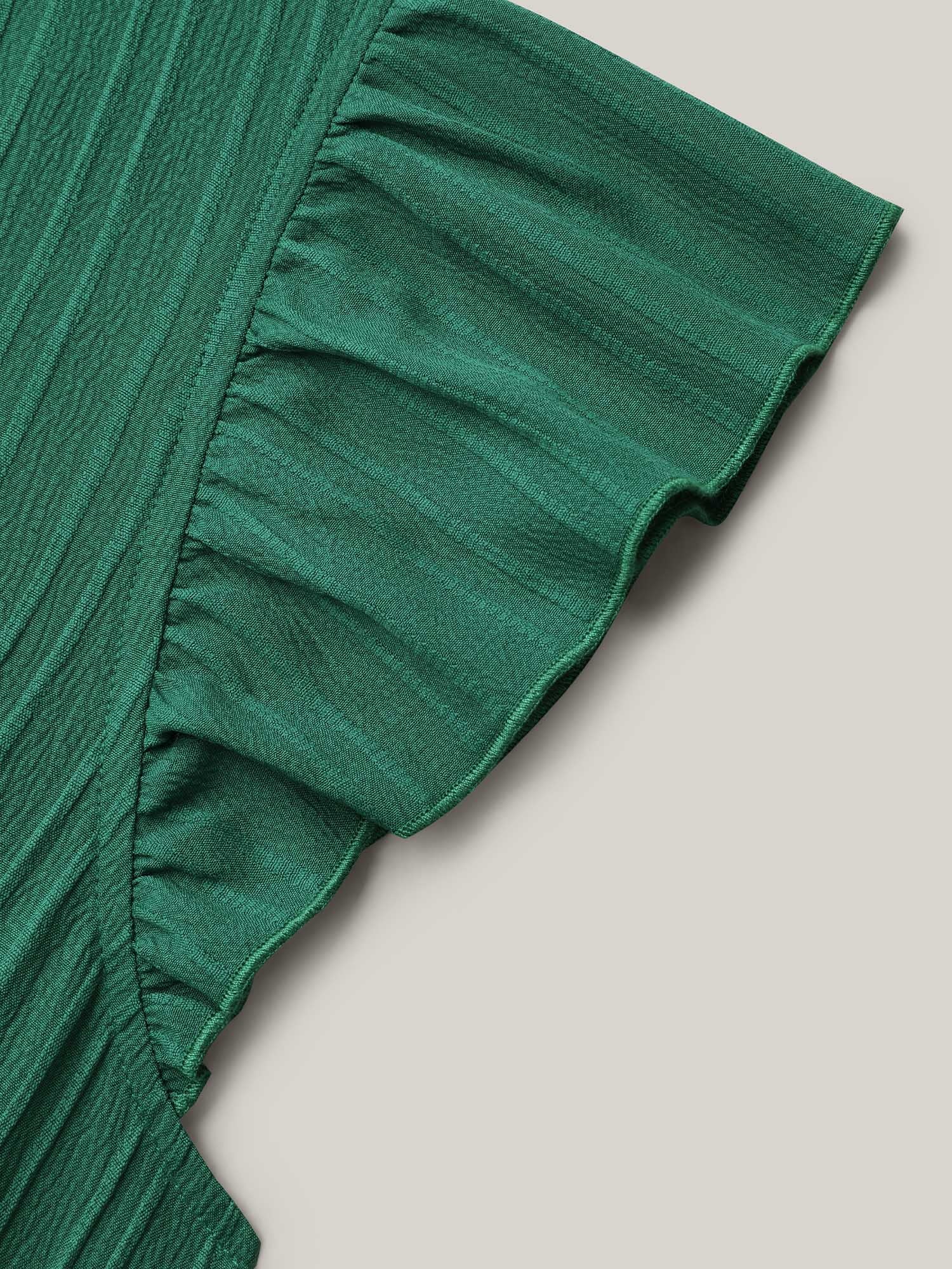 Lace Trim Stitch Textured Waist-Defined Midi Dress - Image 7