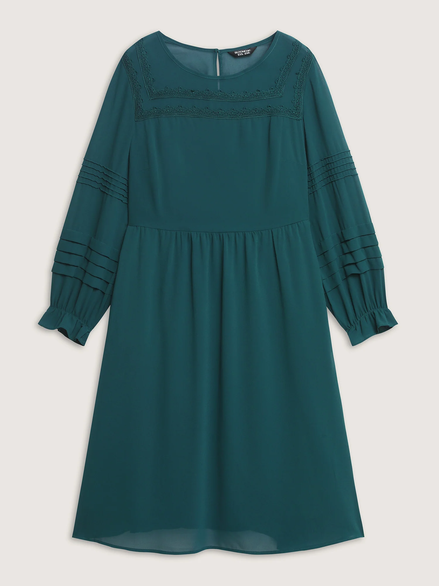 Lace Trim Stretchy Waist Pleated Midi Dress - Image 8
