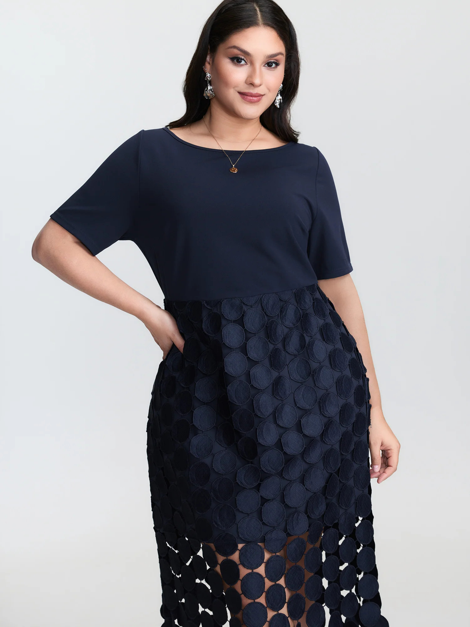 Lace Trim Tassels Stretchy Waist Midi Dress - Image 2