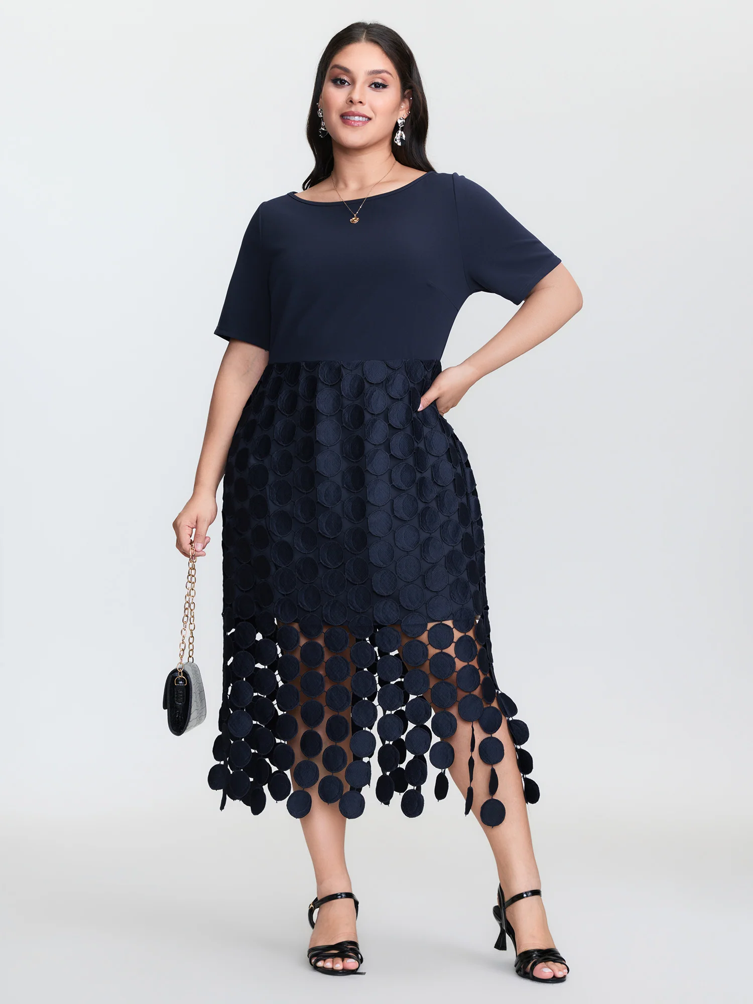 Lace Trim Tassels Stretchy Waist Midi Dress - Image 3