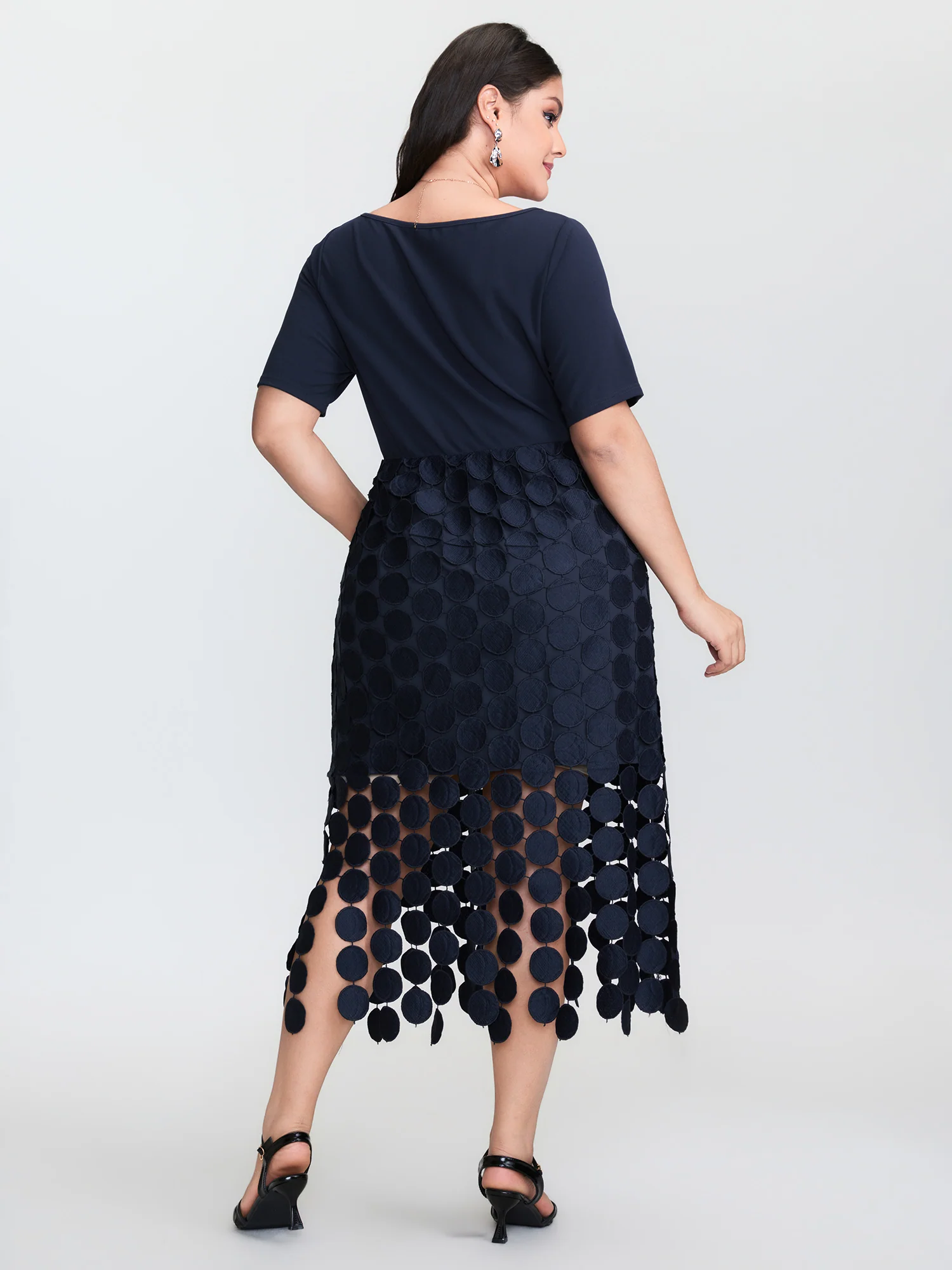 Lace Trim Tassels Stretchy Waist Midi Dress - Image 4