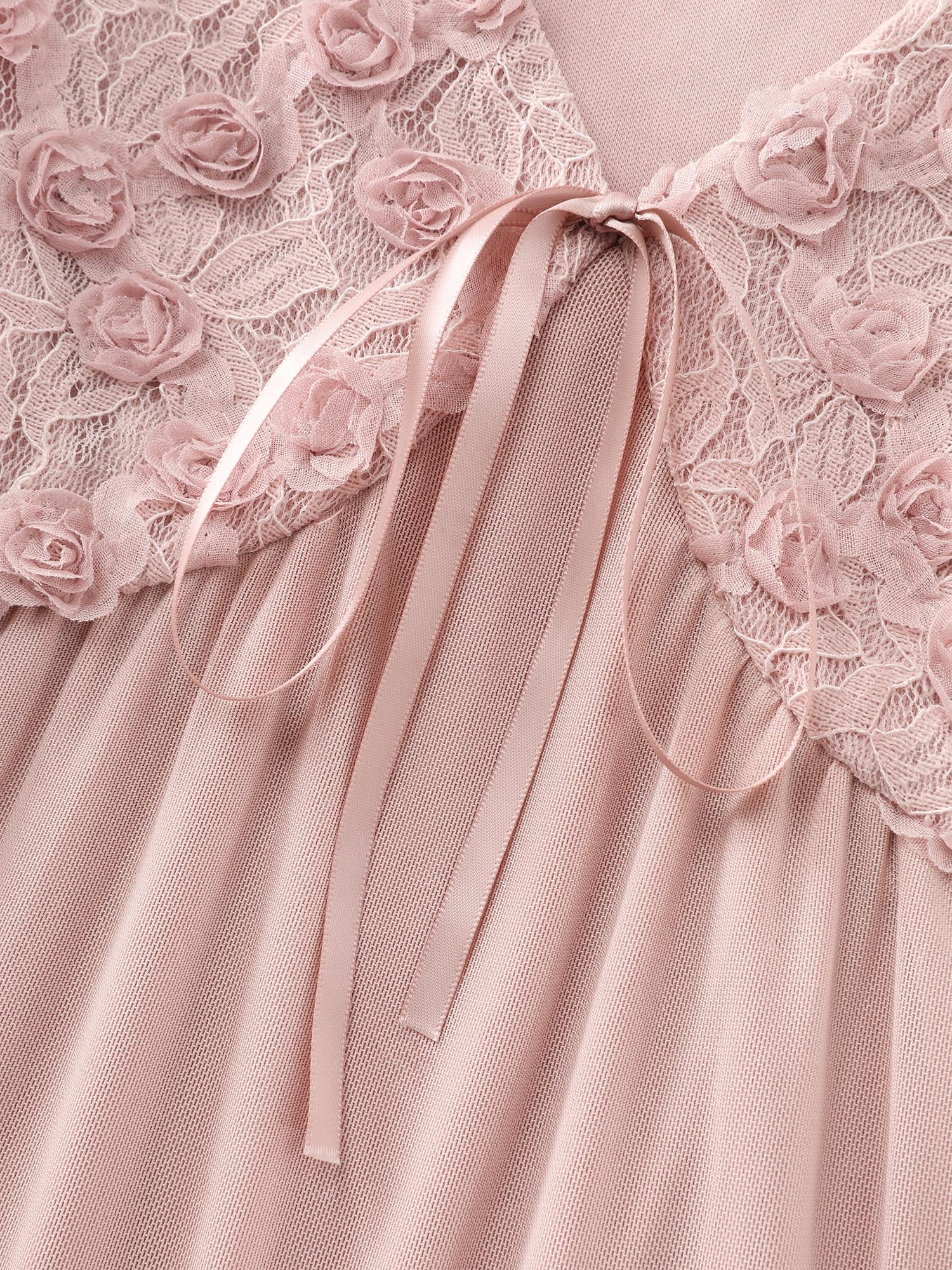 Lace Trim Textured Bodice Sleep Dress - Image 5