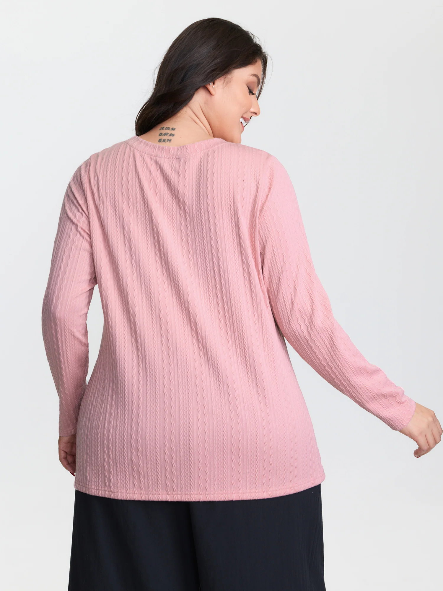 Lace Trim Textured Cut-Out T-Shirt - Image 5