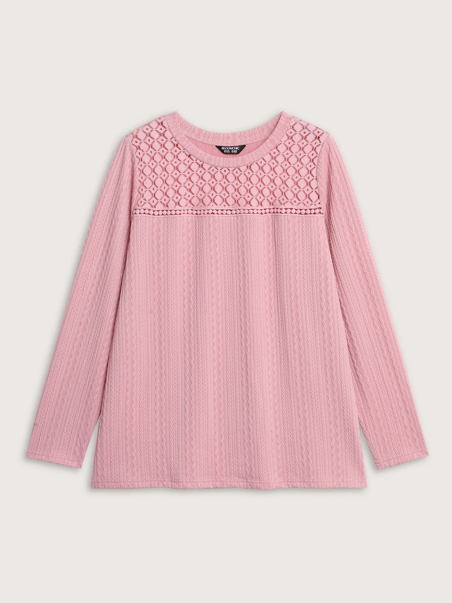Lace Trim Textured Cut-Out T-Shirt - Image 8