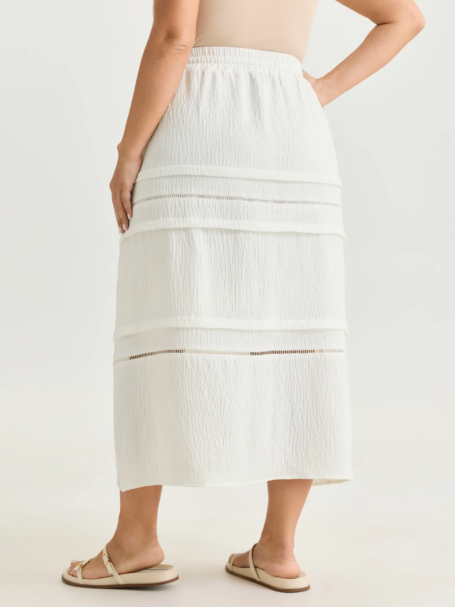 Lace Trim Tiered Drawstring Waist Maxi Skirt - Image 5