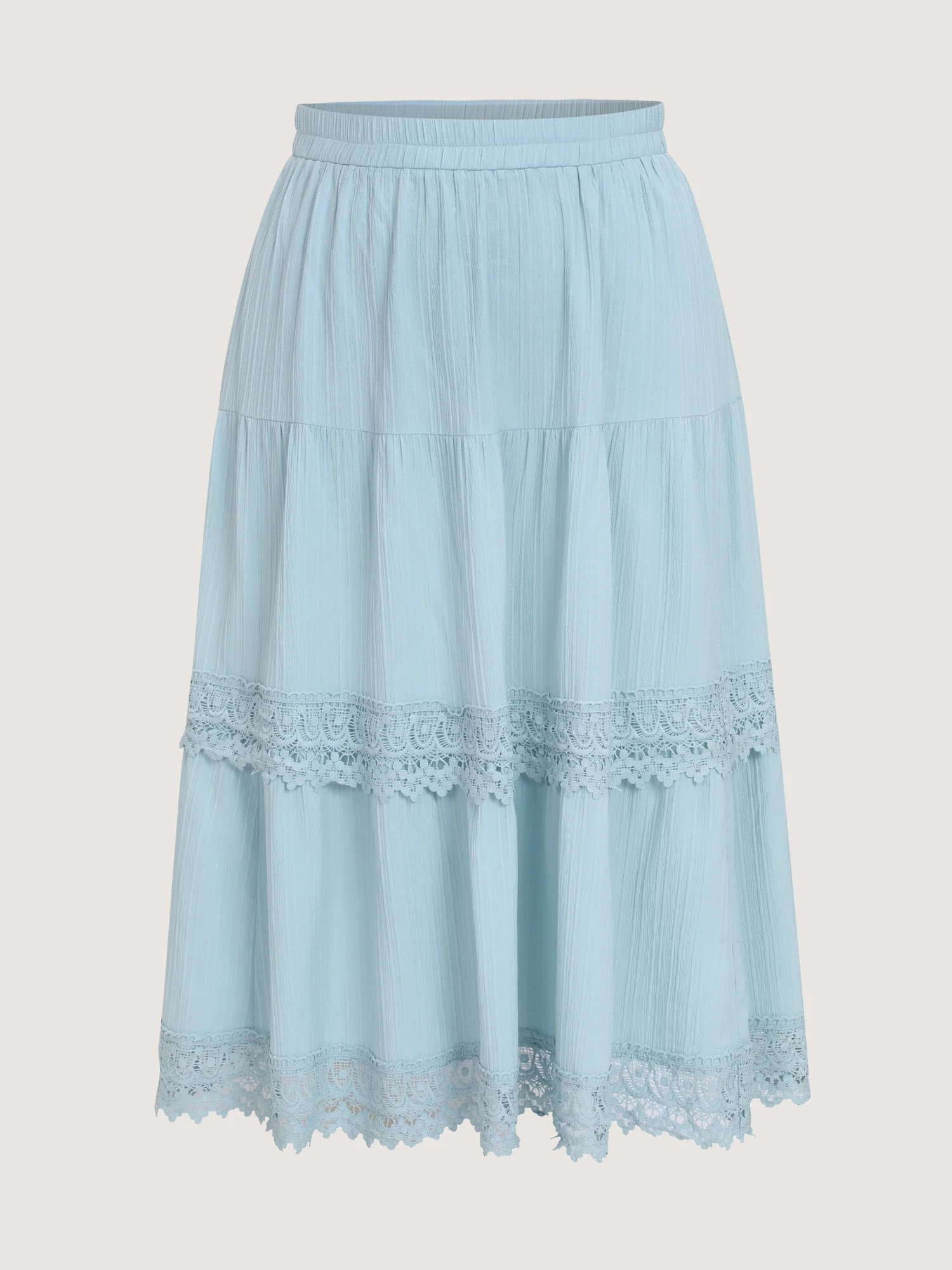 Lace Trim Tiered Plain Maxi Skirt - Image 9