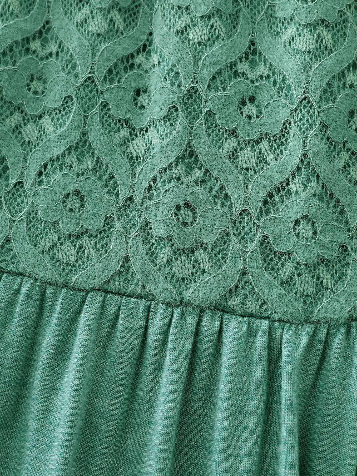 Lace Trim Tiered Sheer Sleeve Mini Dress - Image 6