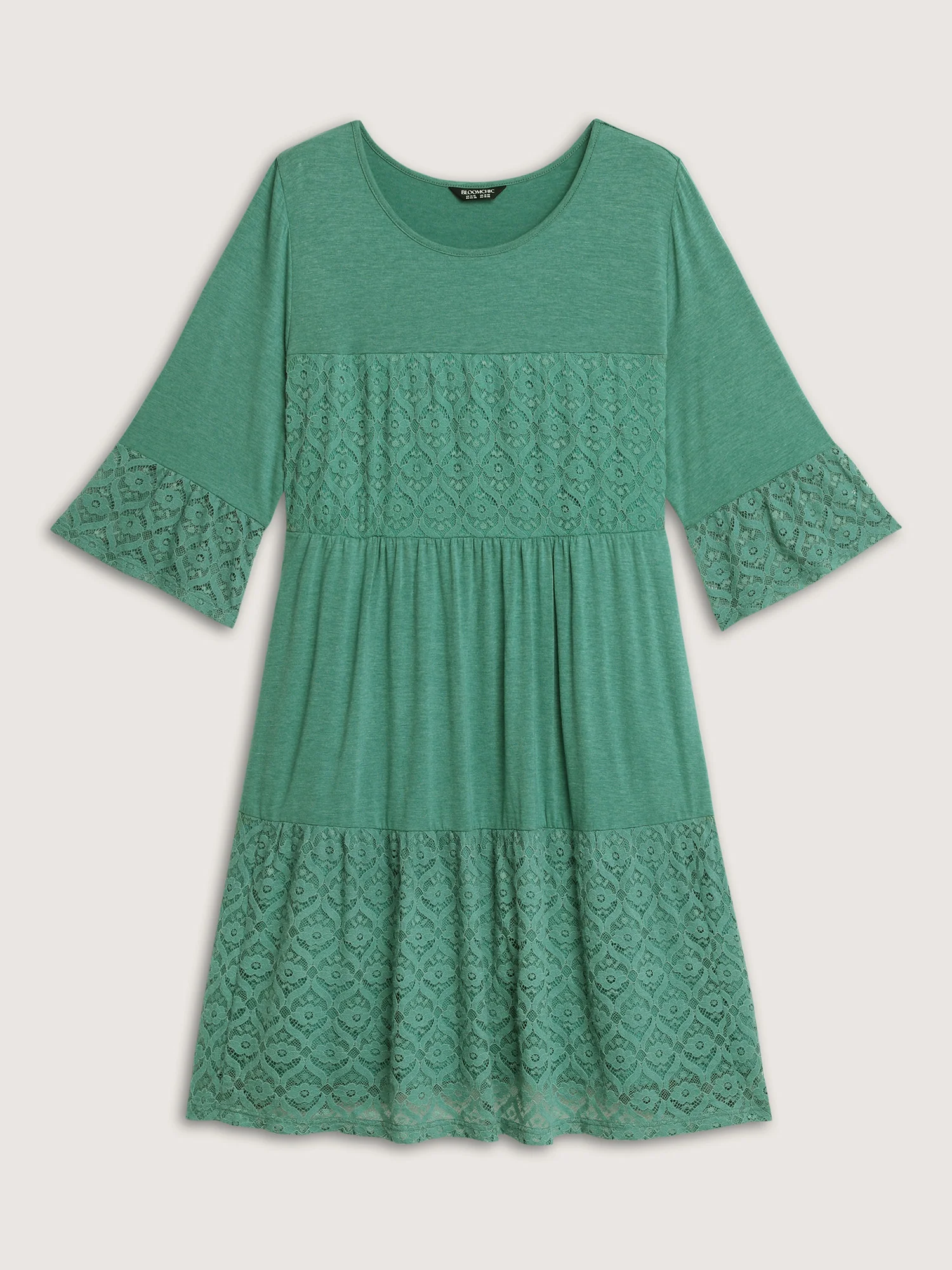 Lace Trim Tiered Sheer Sleeve Mini Dress - Image 8