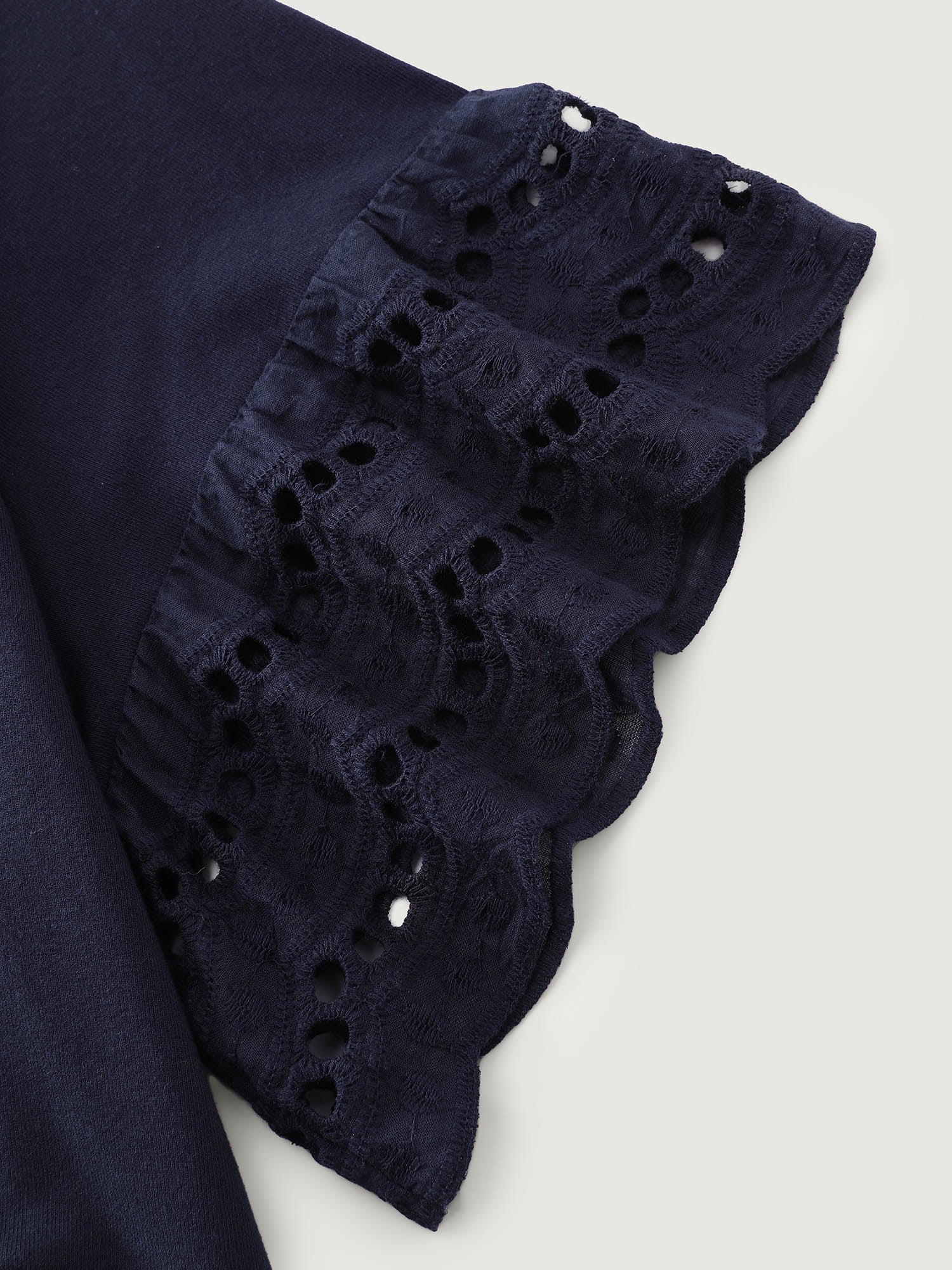 Lace Trim V-Neck Plain Knit Top - Image 5