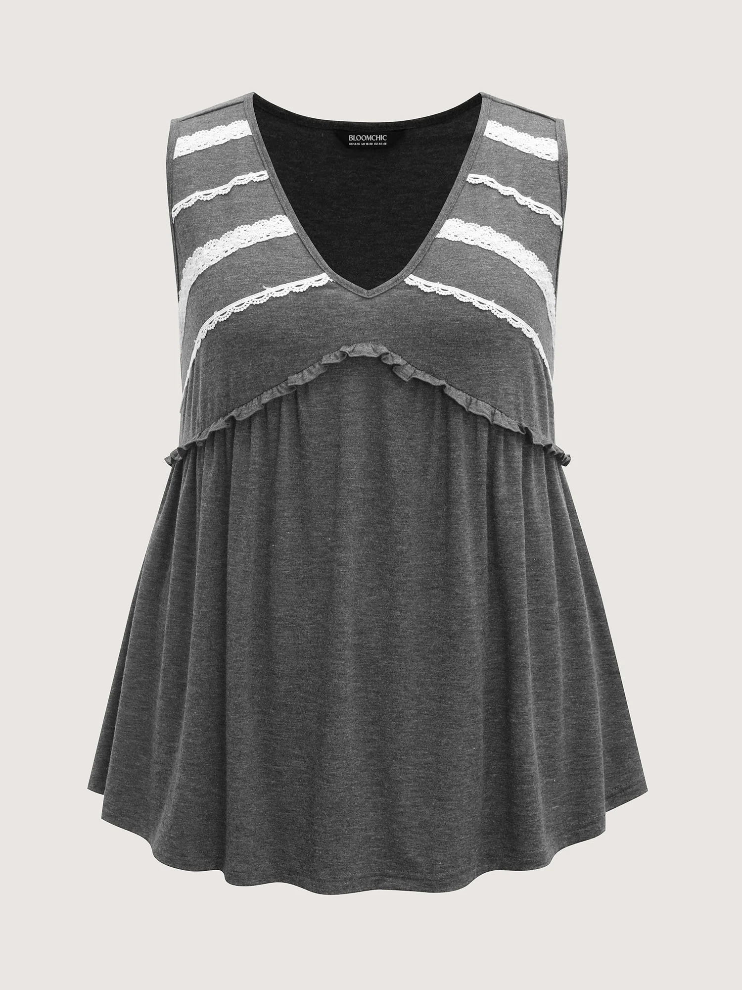 Lace Trim V-Neck Tank Top - Image 5