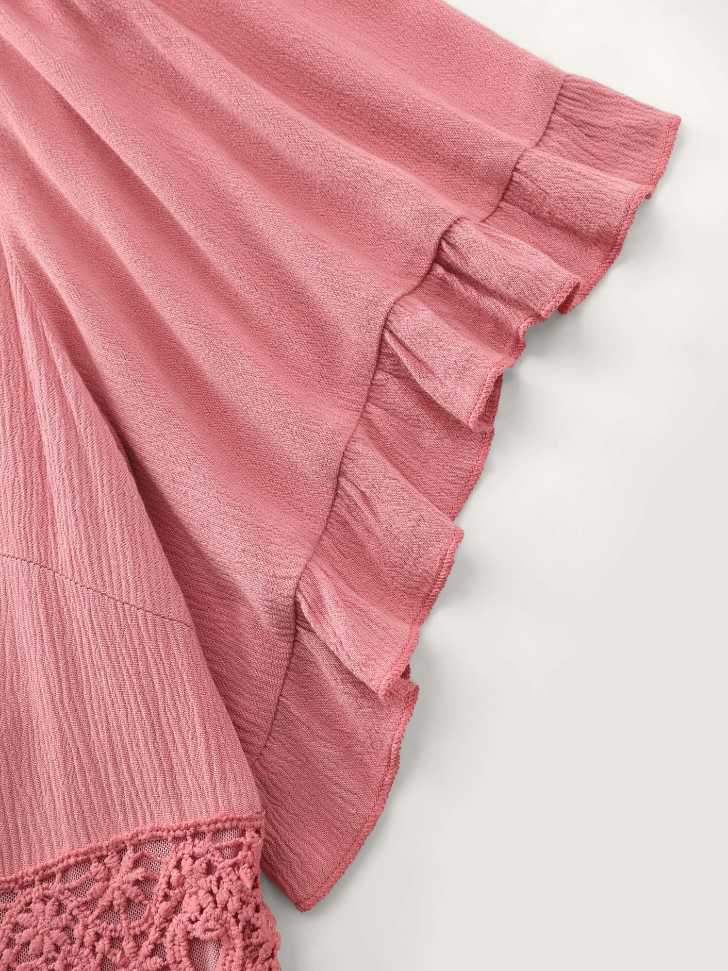 Lace Trim V-Neckline Tiered Maxi Dress - Image 5