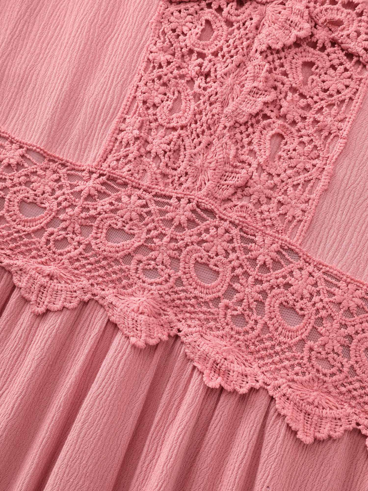 Lace Trim V-Neckline Tiered Maxi Dress - Image 6