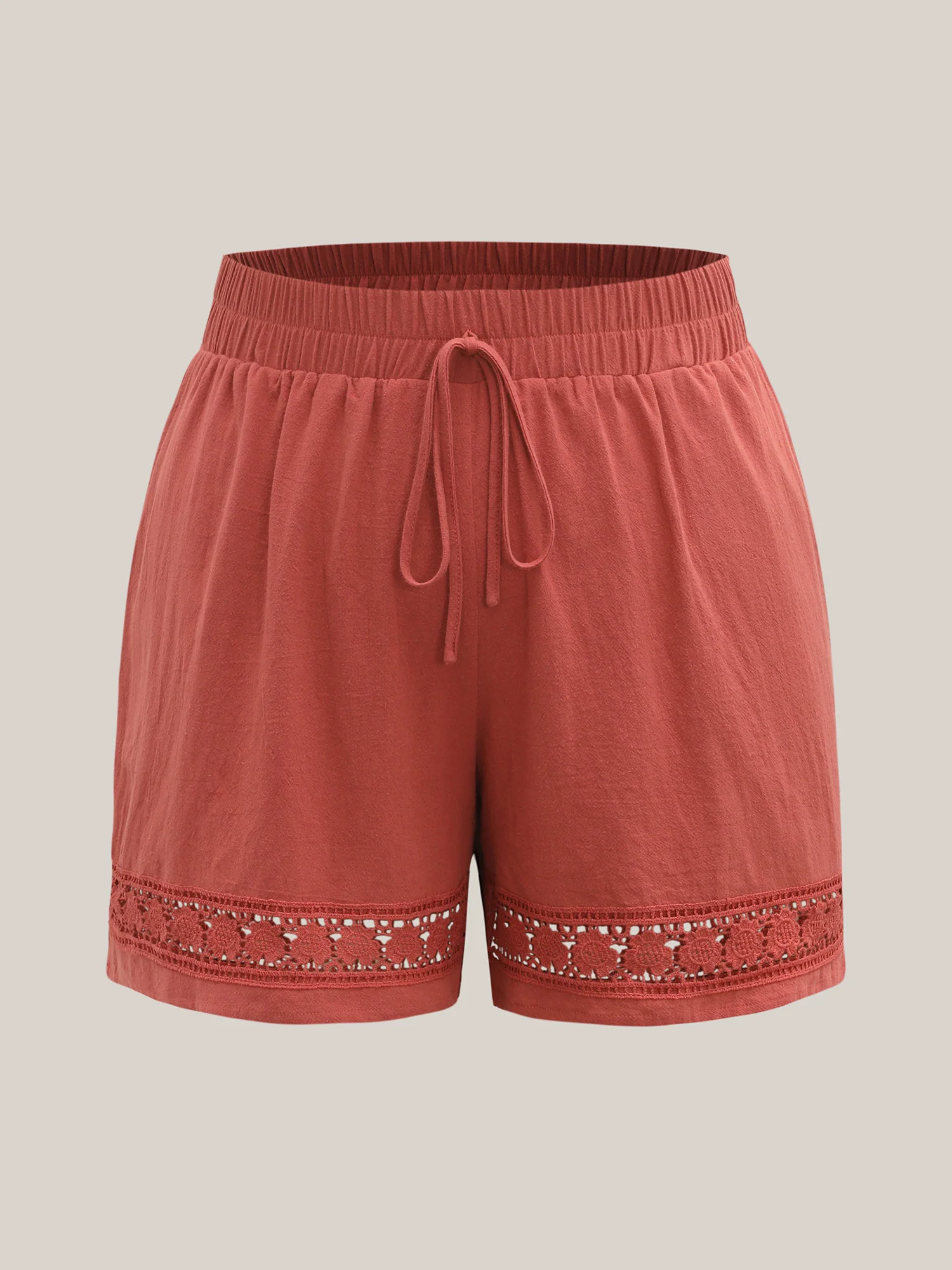 Cotton Lace Trim Waist-Tie Shorts - Image 7