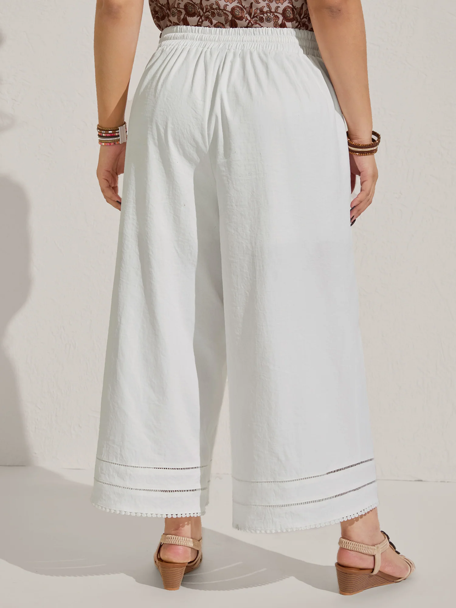 Lace Trim Wide-Leg Tie Pants - Image 5
