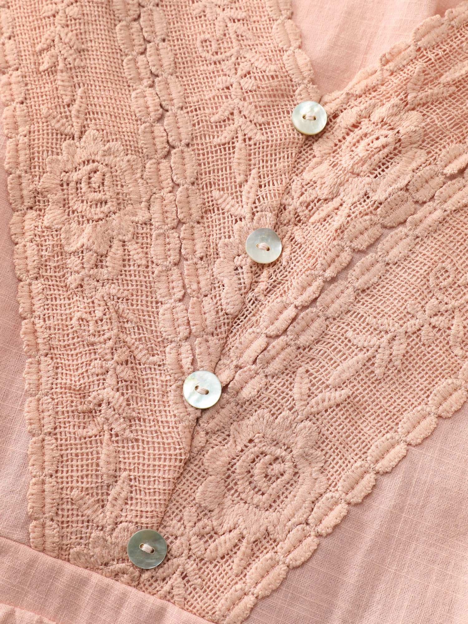 Cotton Lace V-Neckline Cinched-Flared Blouse - Image 5