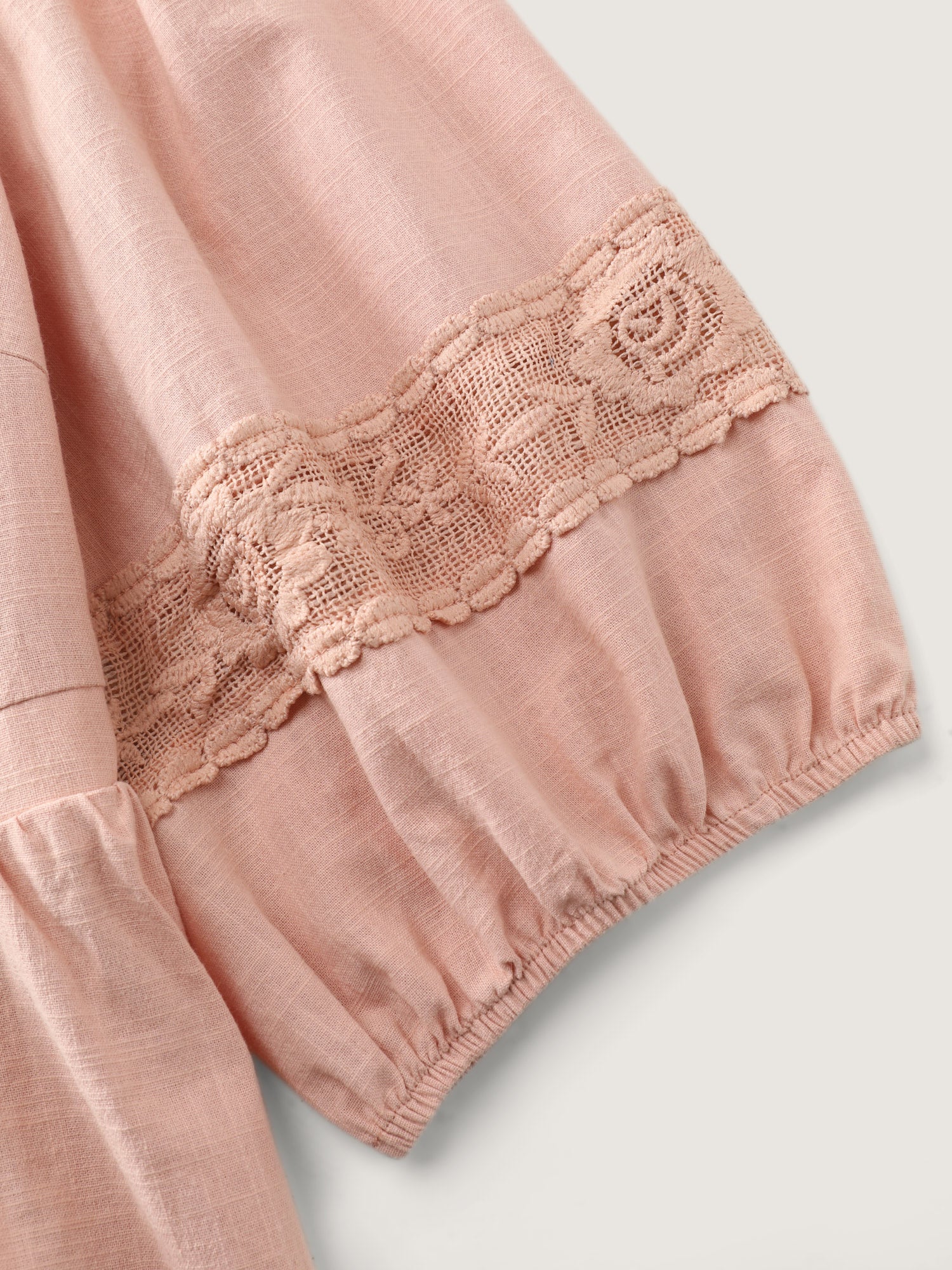 Cotton Lace V-Neckline Cinched-Flared Blouse - Image 6