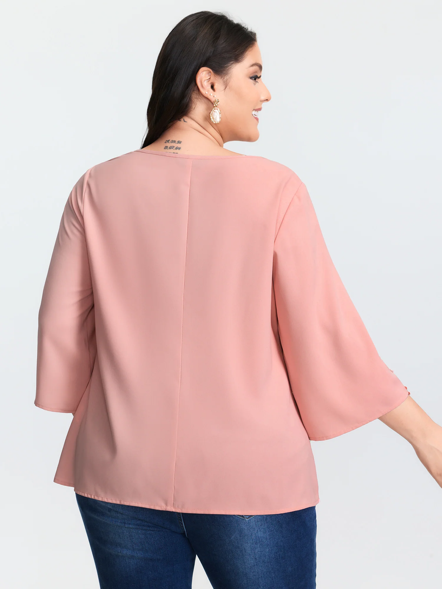 Lace V-Neckline Cut-Out Sleeve Blouse - Image 4