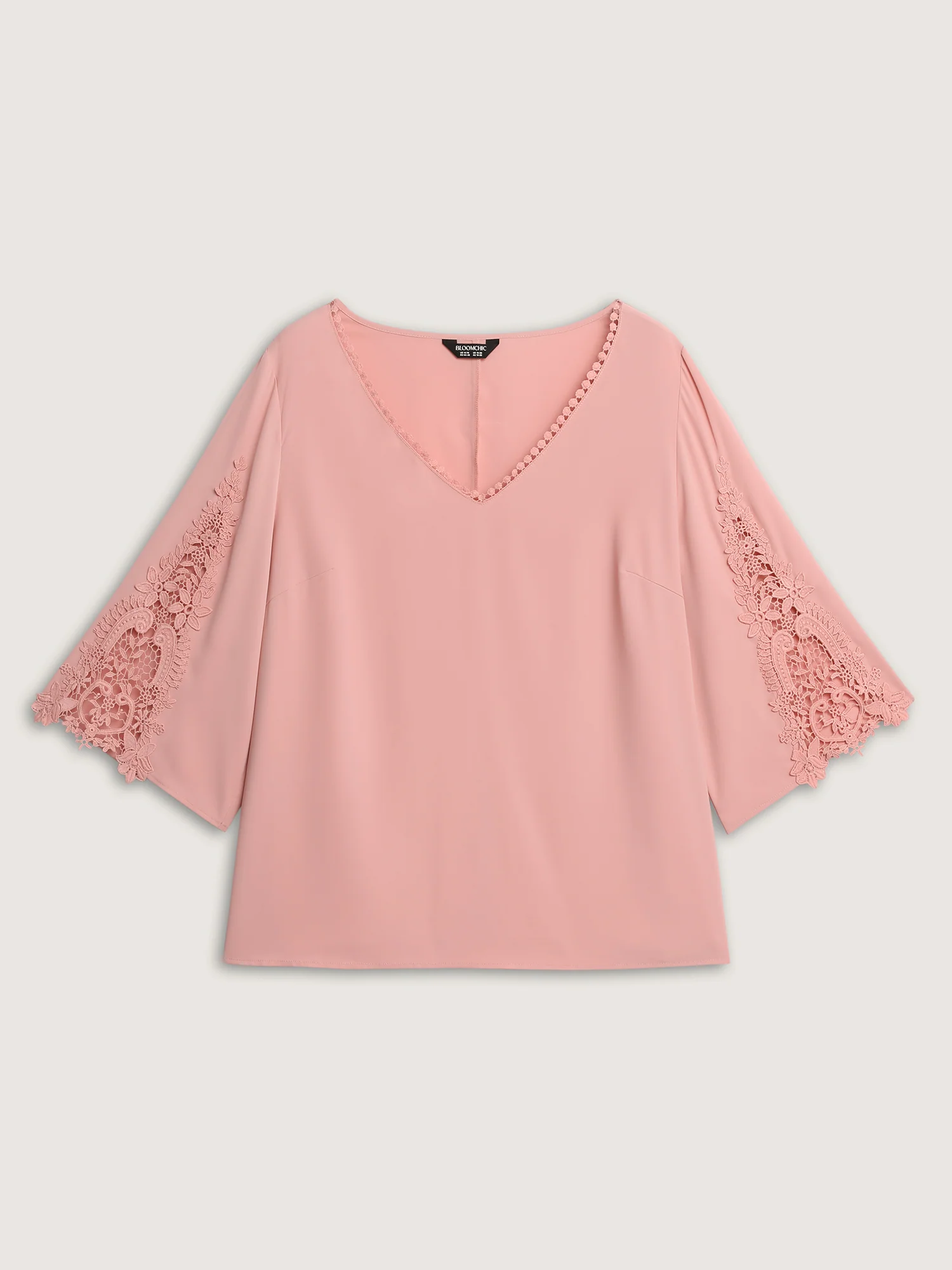 Lace V-Neckline Cut-Out Sleeve Blouse - Image 7