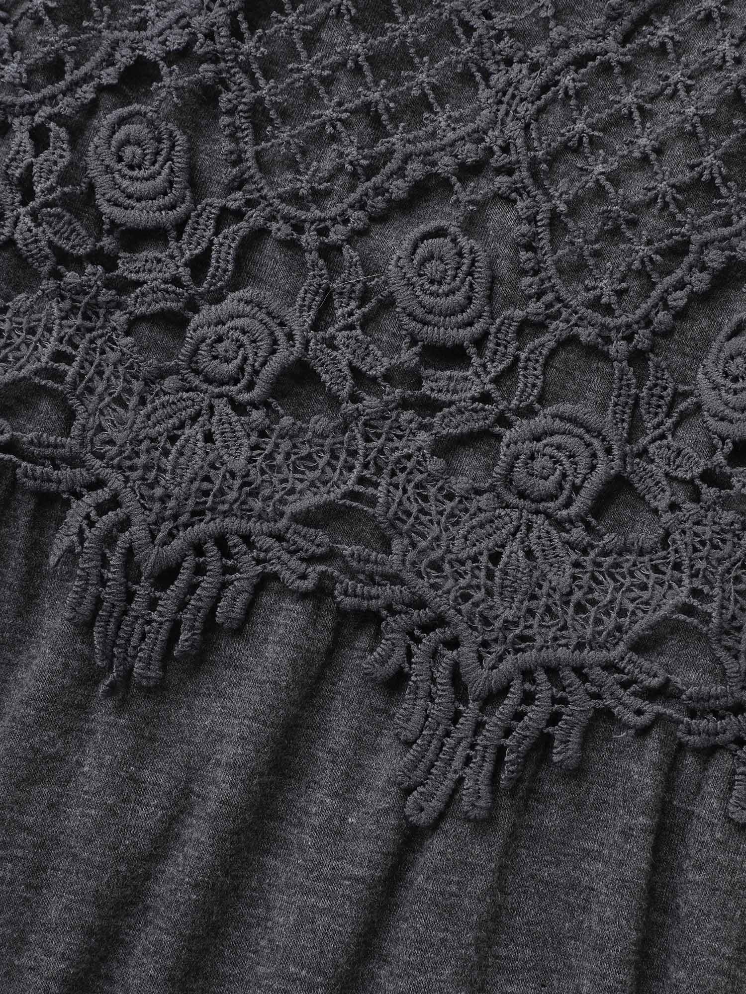 Lace Waist-Cinched Pockets Midi Dress - Image 5