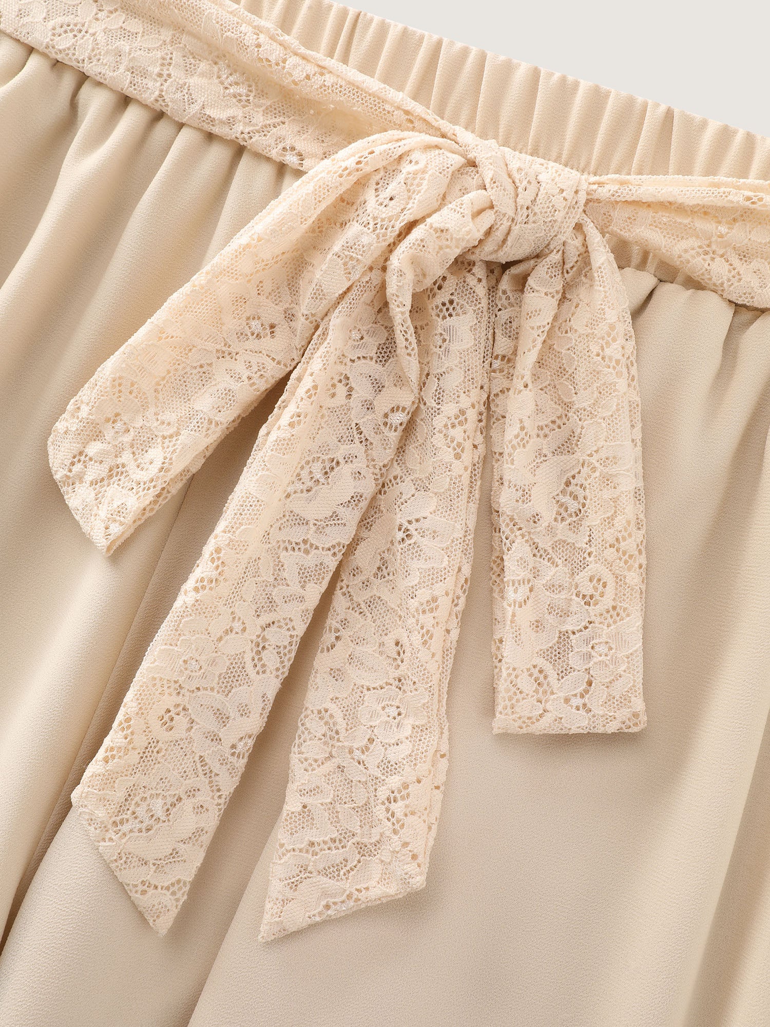 Lace Waist-Tie Cuffed Hem Pants - Image 6