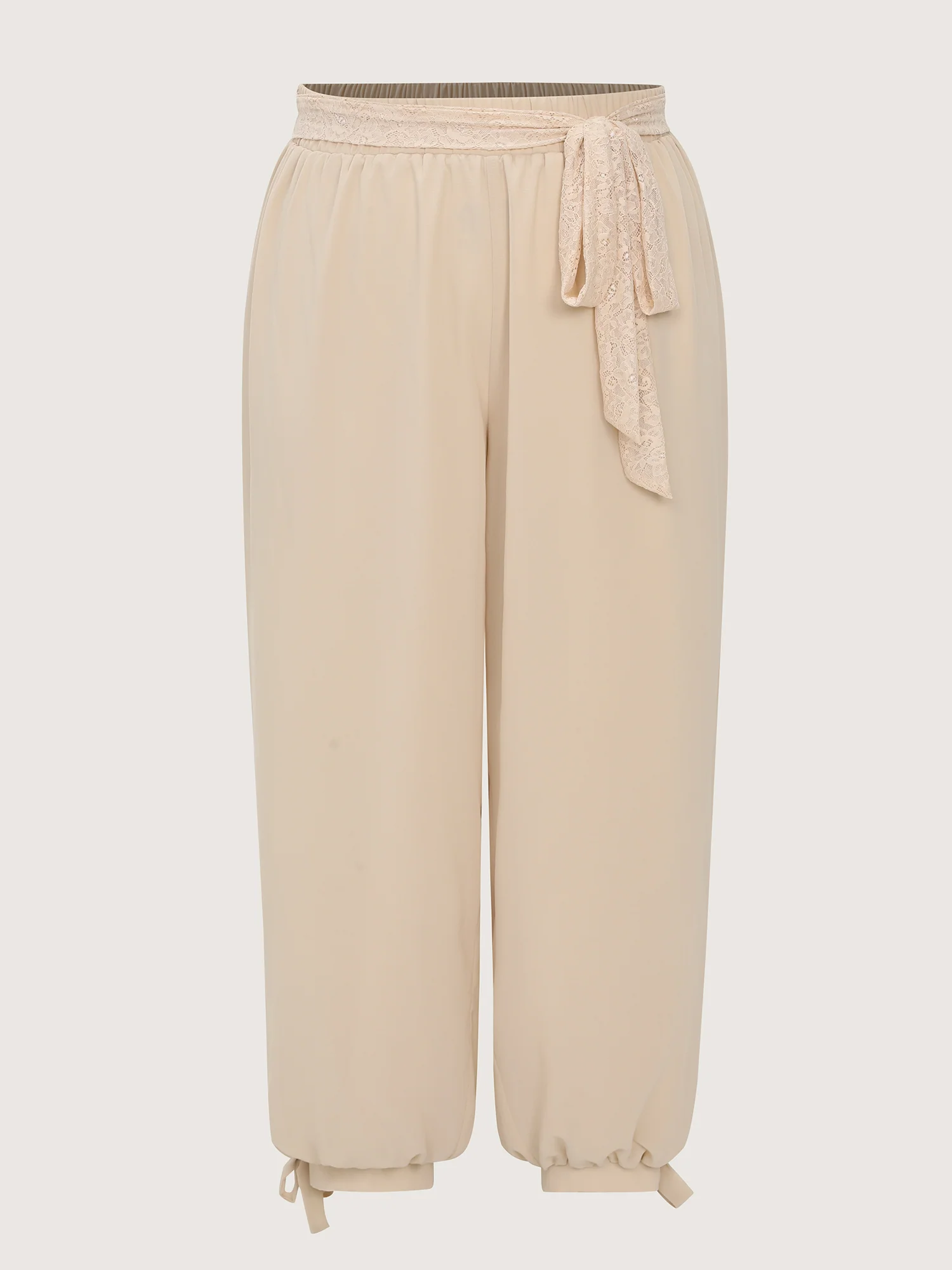 Lace Waist-Tie Cuffed Hem Pants - Image 8