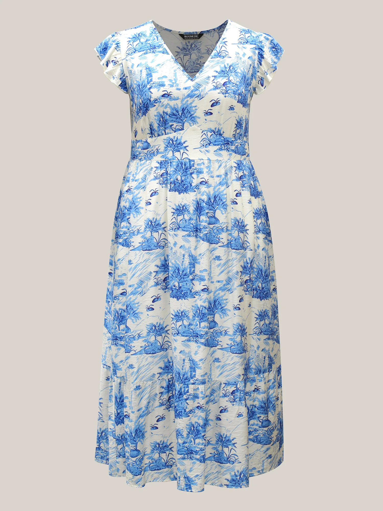 Landscape Floral Print Cinched-Waist Maxi Dress - Image 7