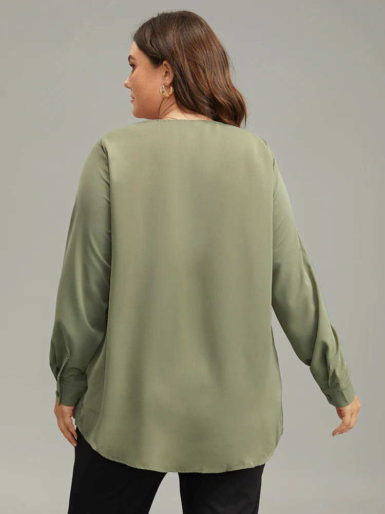 Lapel Collar Button Up Blouse - Image 2