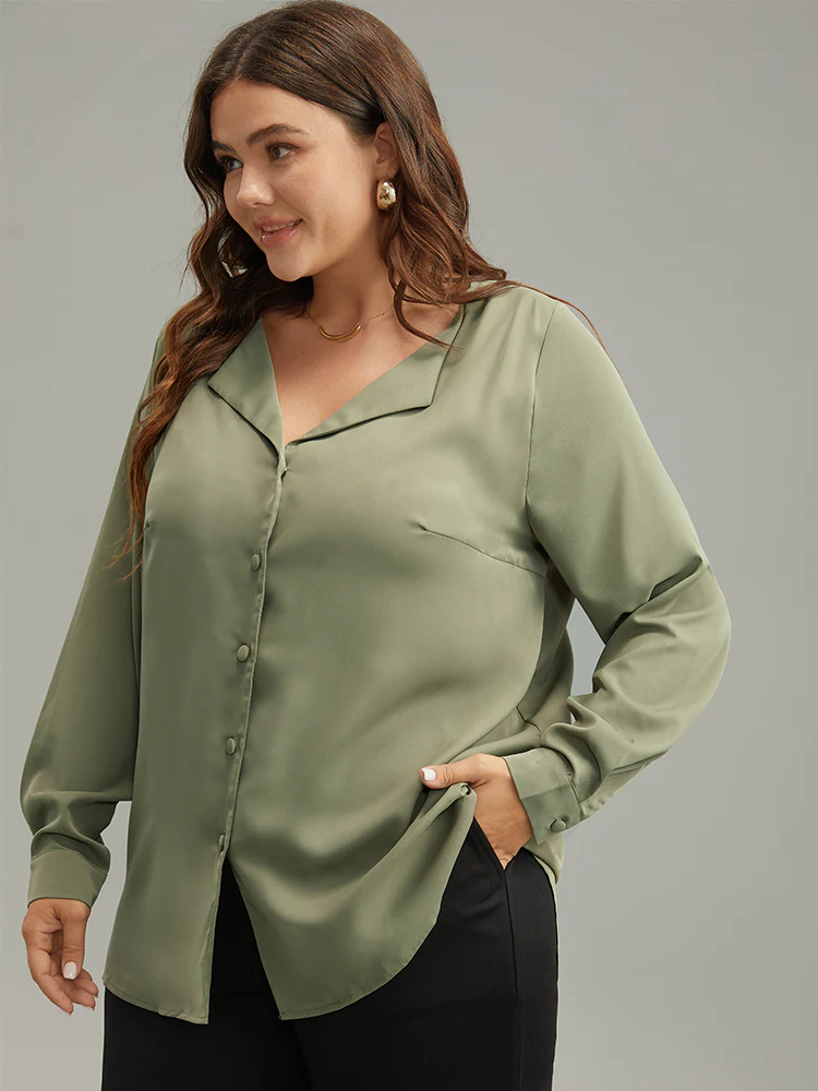 Lapel Collar Button Up Blouse - Image 5