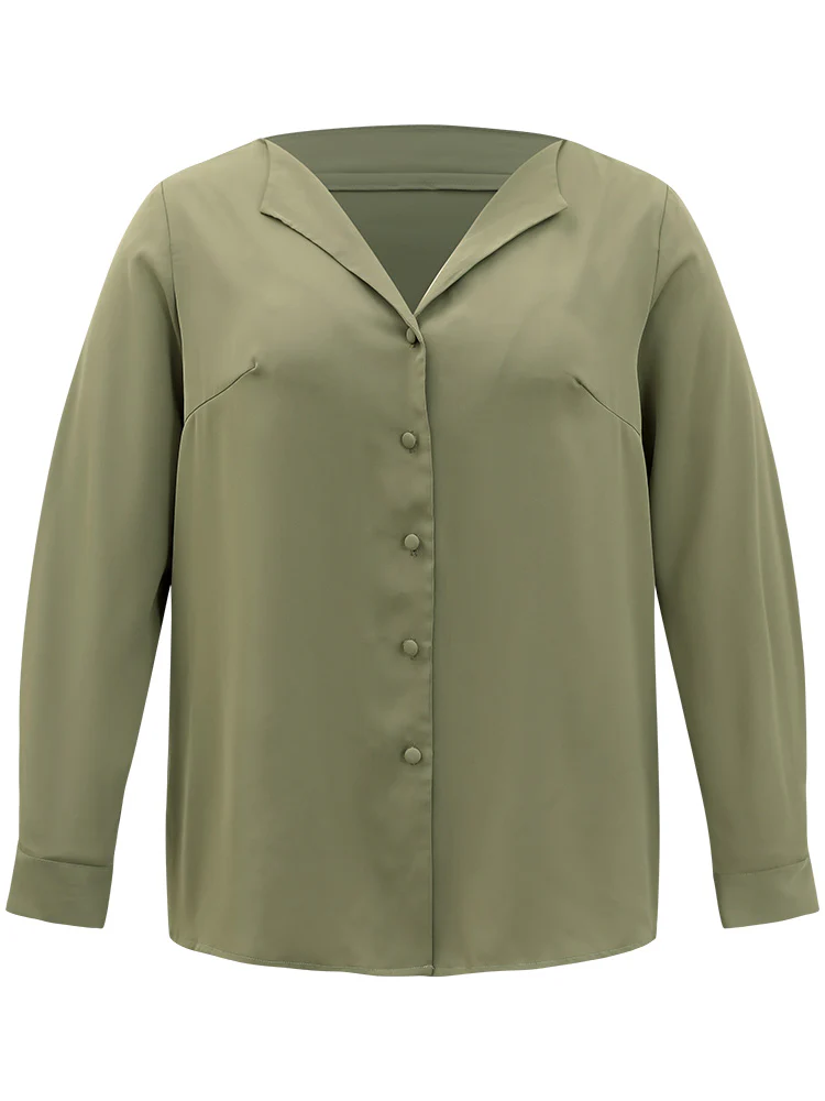 Lapel Collar Button Up Blouse - Image 8