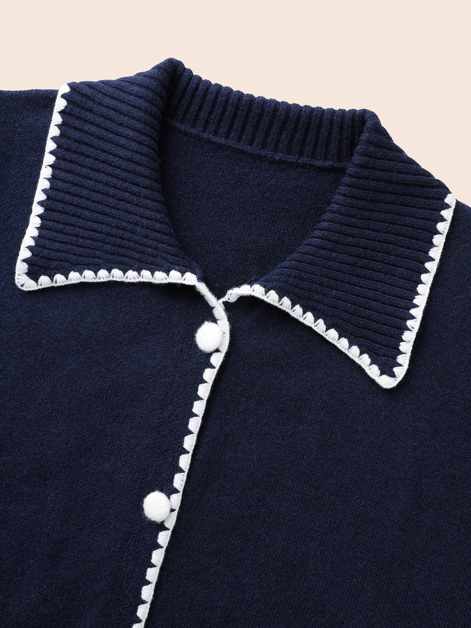Lapel Collar Contrast Trim Cardigan - Image 5