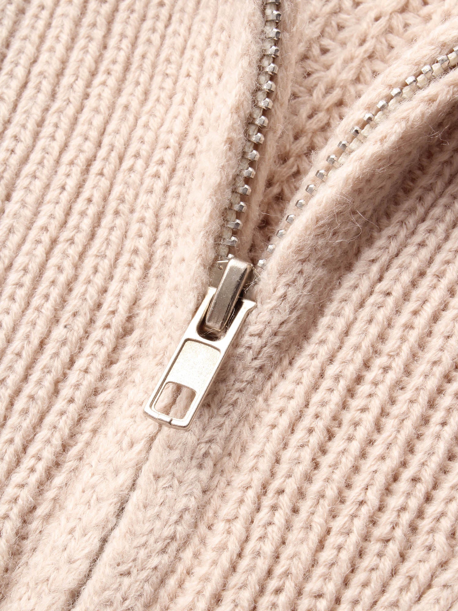 Lapel Collar Half Zip Cable Knit Pullover - Image 7