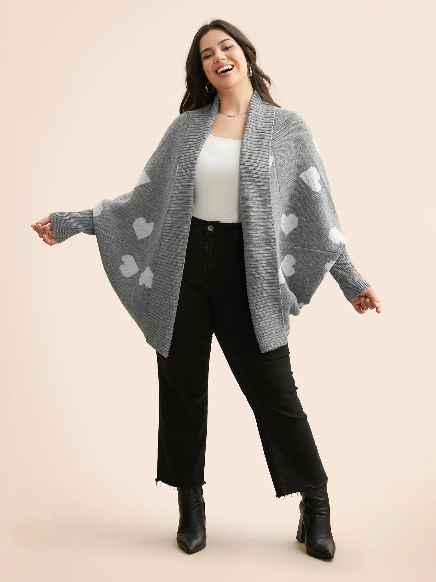 Lapel Collar Heart Shaped Cardigan - Image 4