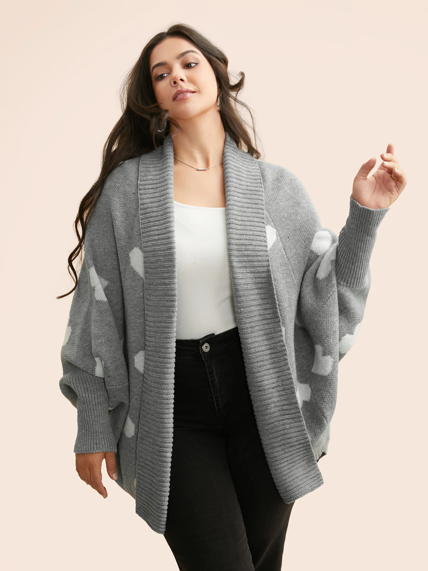 Lapel Collar Heart Shaped Cardigan - Image 5