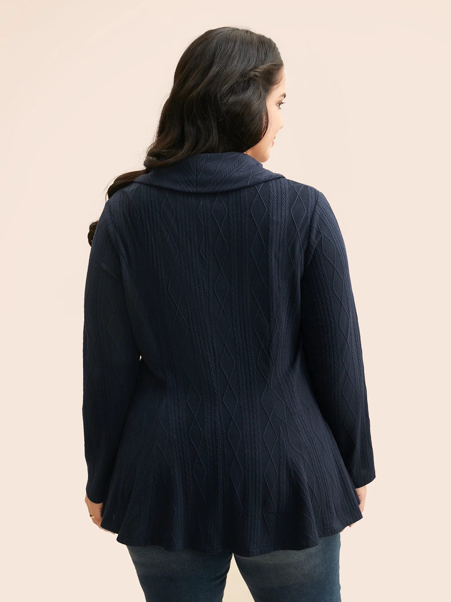 Lapel Collar Texture Button Up Jacket - Image 6