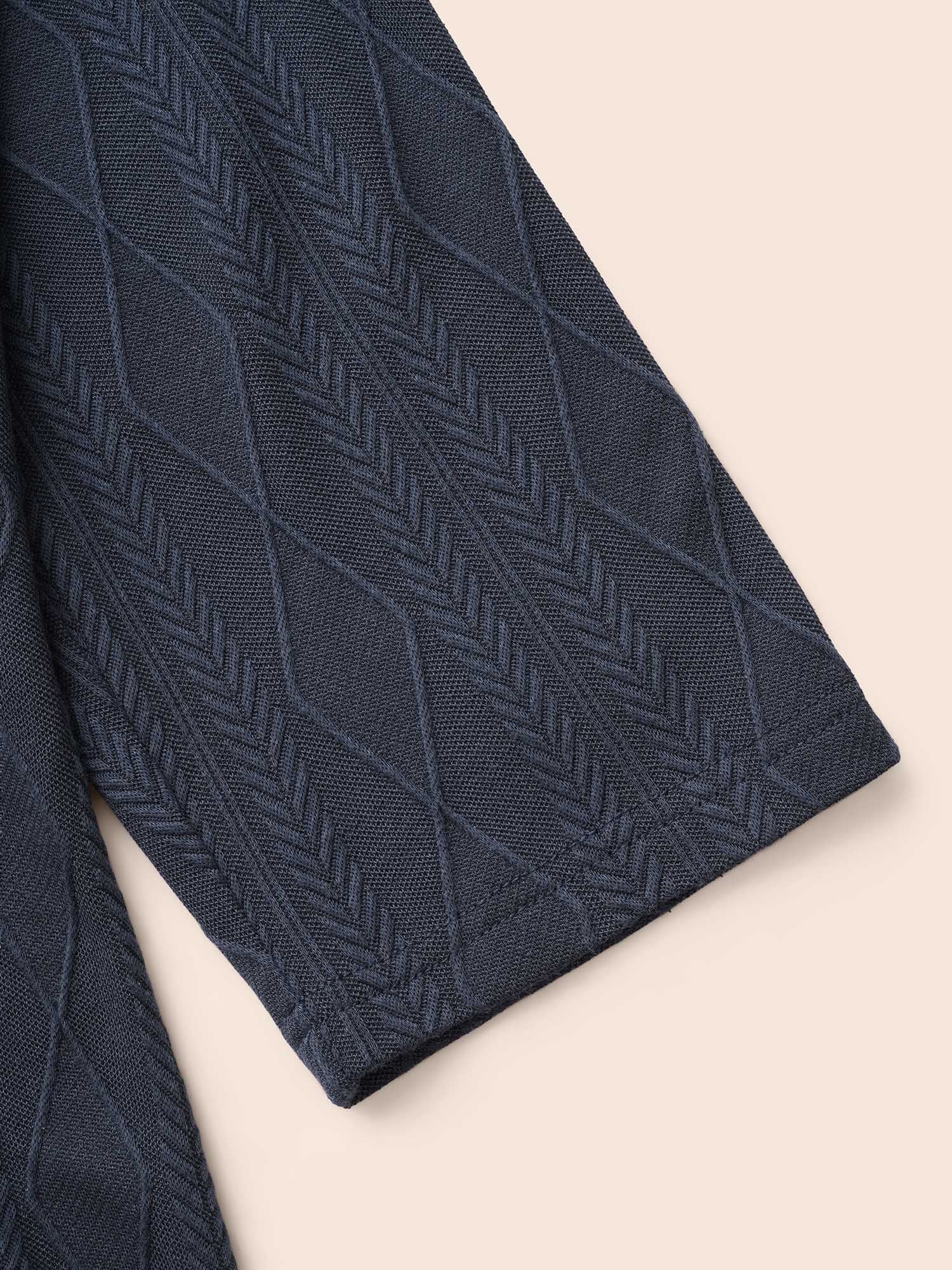 Lapel Collar Texture Button Up Jacket - Image 7