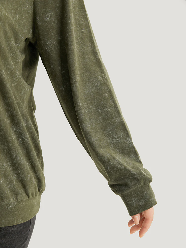 Lapel Collar Zipper Elastic Hem Sweatshirt - Image 8