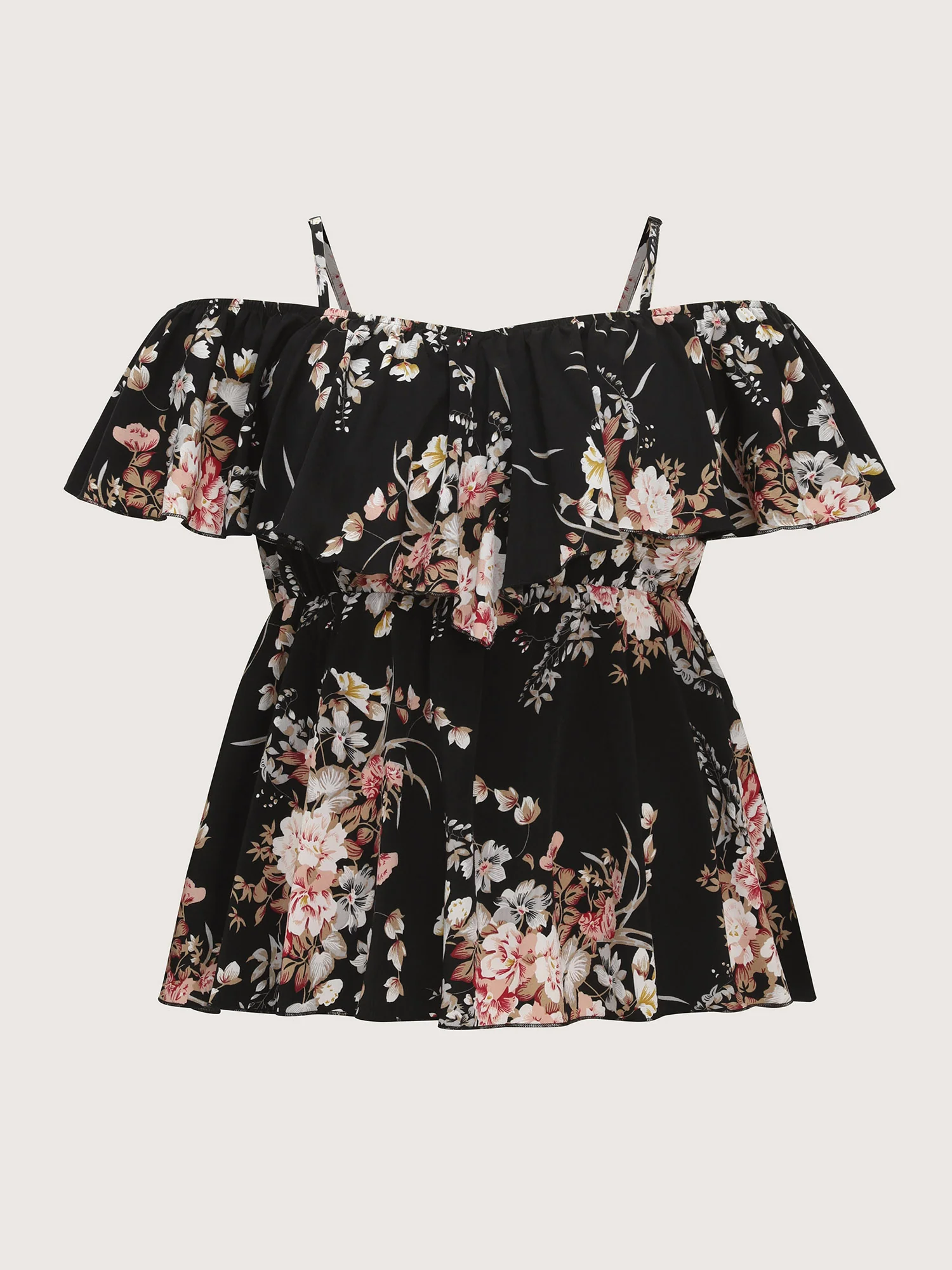 Large Floral Print Cold-Shoulder Blouse - Image 7