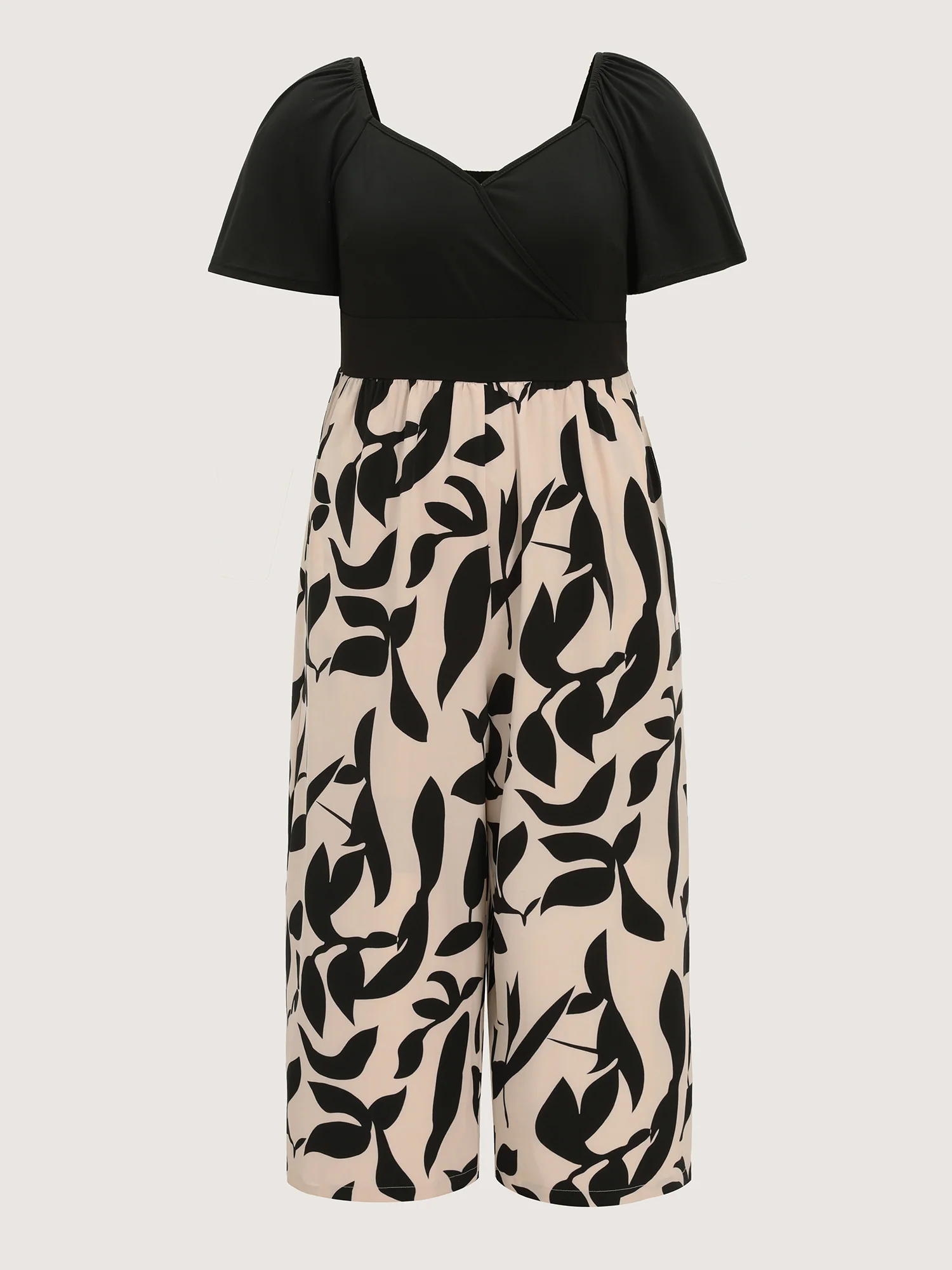 Large Floral Print Color Contrast Jumpsuit - Image 6
