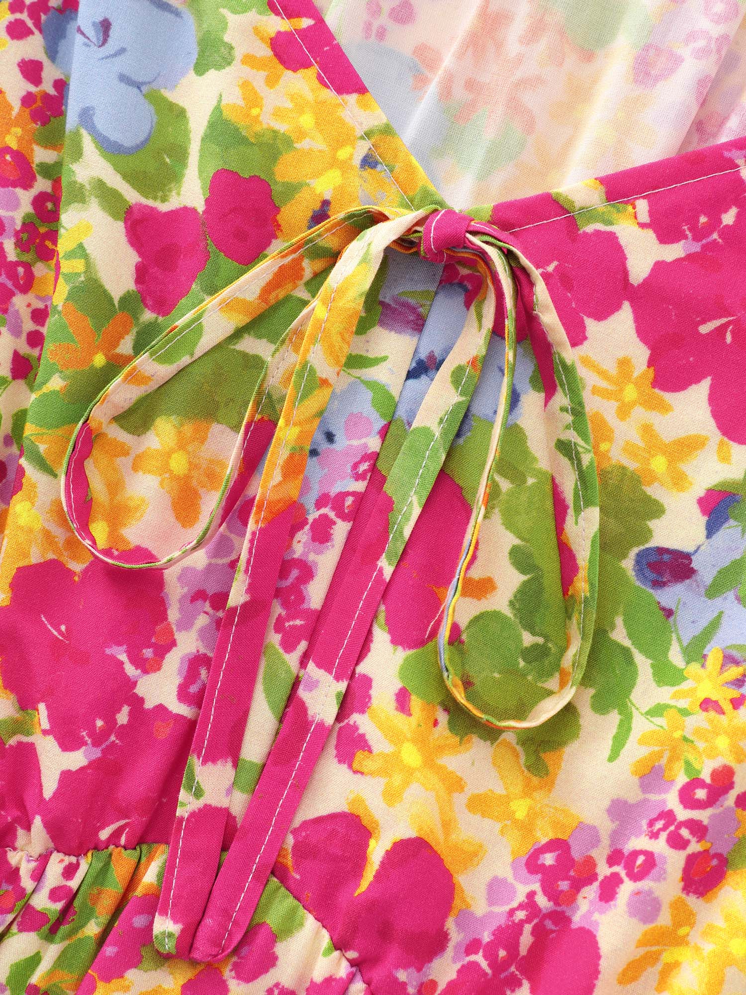 Large Floral Print Drawstring Bodice Midi Dress - Image 5