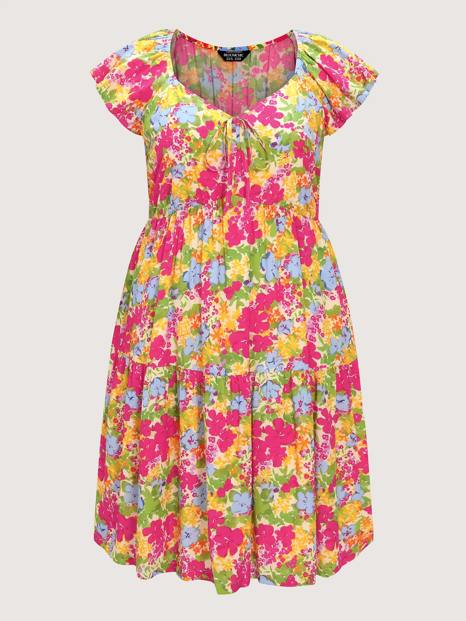 Large Floral Print Drawstring Bodice Midi Dress - Image 7
