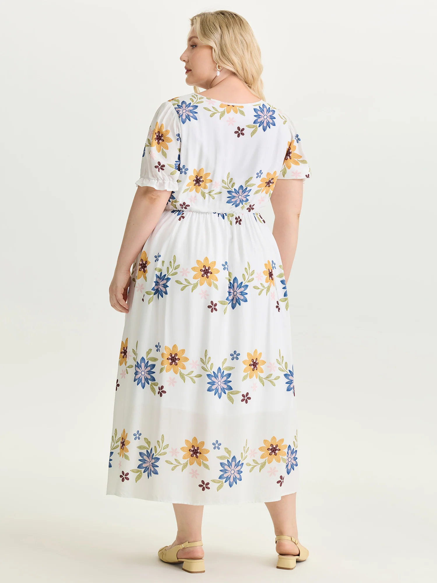 Large Floral Print Fit And Flare Midi Dress - Image 4