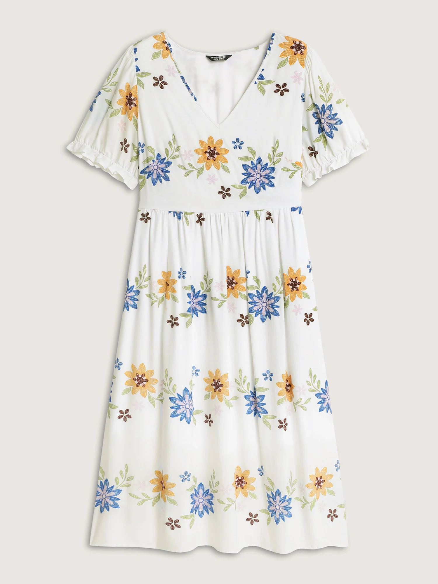 Large Floral Print Fit And Flare Midi Dress - Image 7